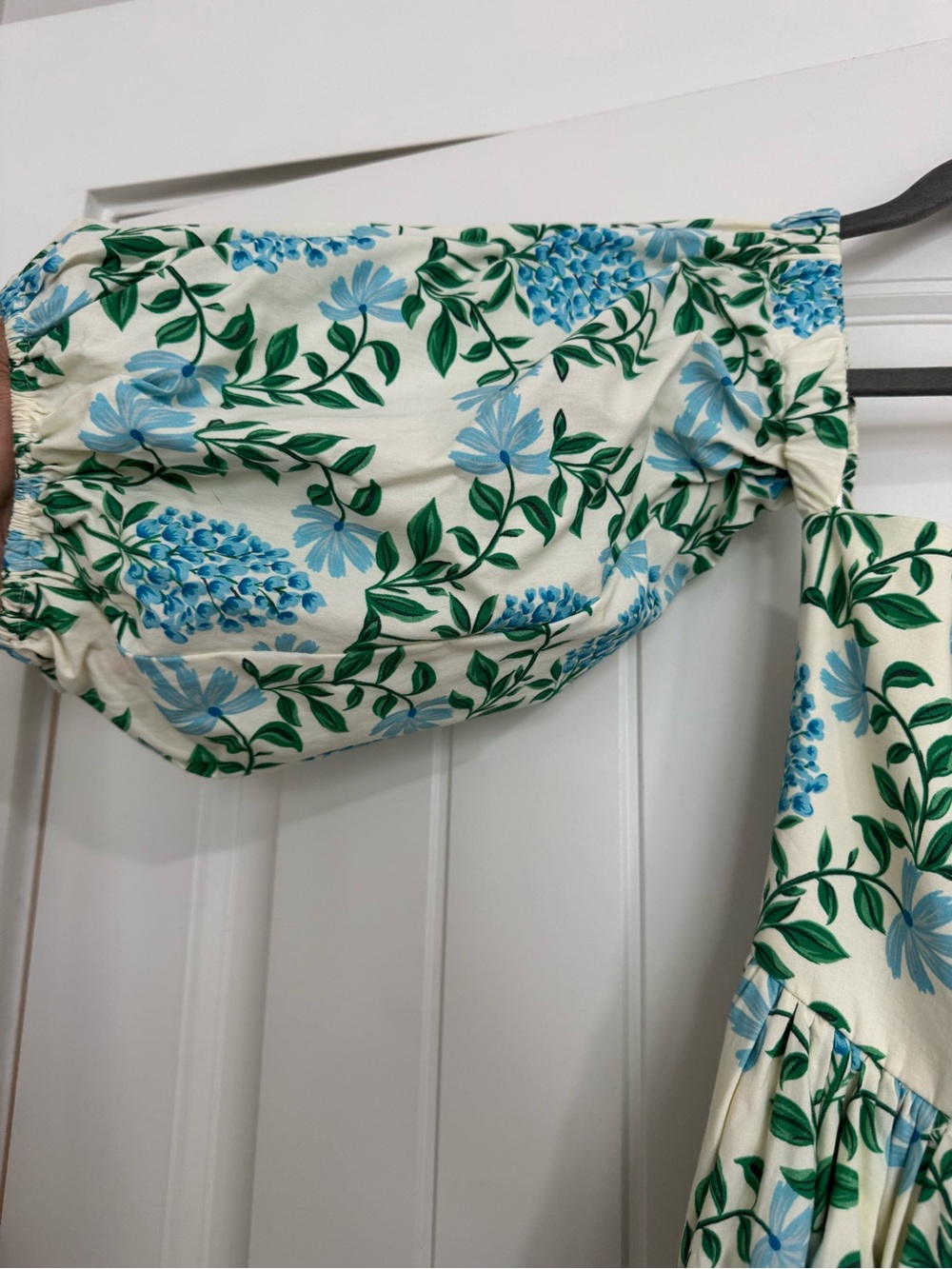 Cream Dress With Blue Hydrangeas View 4